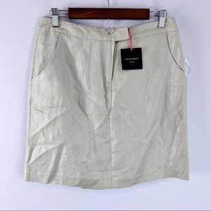 NWT CYNTHIA ROWLEY  Linen Blend Beige Tan Khaki Lined  Shimmery Skirt Size 8